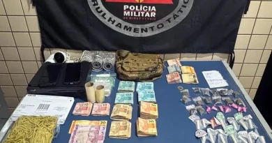 Homem foi preso com drogas e mais de R$ 8 mil em Leopoldina